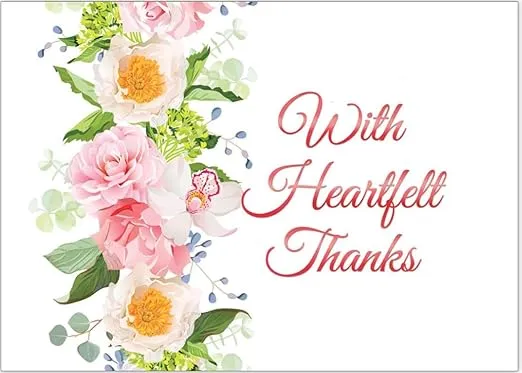 Heartfelt Thanks - Thank You Boxed Greeting Cards - Blank - KJV Scripture Inside - 4 Designs - 12 Cards and Envelopes (Box of 12)