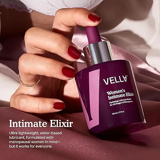 Vella Women's Intimate Elixir, Lightweight Water-Based Hydration, [ Ideal for All Stages of Menopause, ] Hyaluronic Acid Vaginal Moisturizer, Chasteberry & Aloe Vera, Body Glide for Intimate Areas