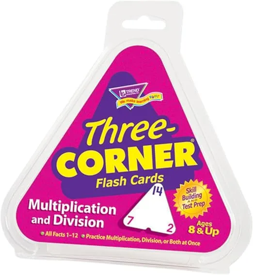 Trend Enterprises: Three-Corner Multiplication and Division Flash Cards, Interactive Self-Checking Cards, Exciting Way for Everyone to Learn, 48 Two-Sided Cards Included, Ages 8 and Up