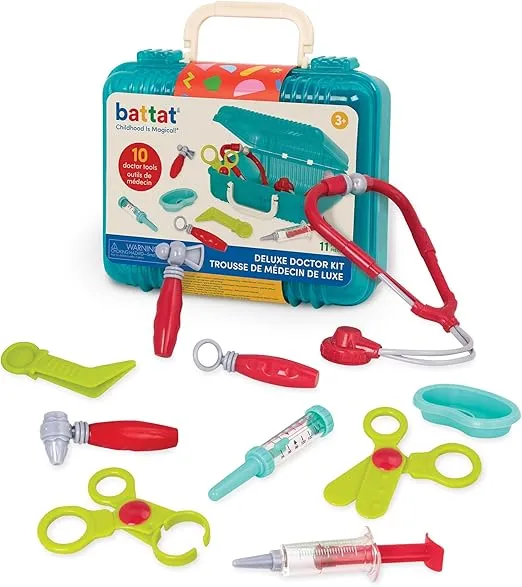 Battat – Pretend Play Doctor Set – Kids Nurse Toys – 10-Pieces & Carry Case – Toddler House Call Playset – 3 Years + – Deluxe Doctor Kit