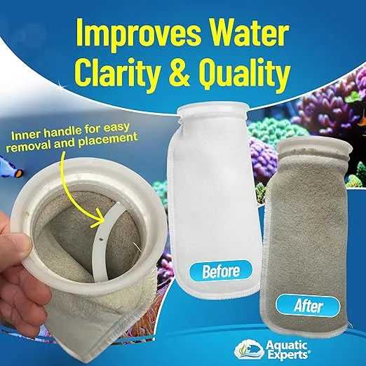 Aquatic Experts 4 inch Ring Filter Socks 200 Micron, Filter Socks for Saltwater Aquarium, Sump Filter Sock, Felt Aquarium Socks, Reef Filter Sock (24 Pack, 4" x 10.5")