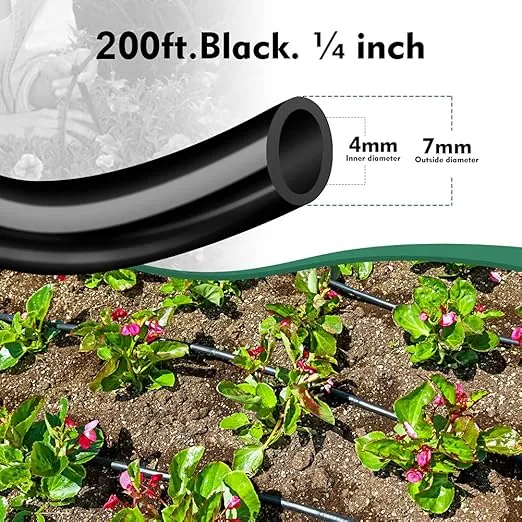 Bonviee 200ft 1/4 inch Drip Irrigation Tubing Blank Distribution Tubing Drip Irrigation Hose Garden Watering Tube Line for Garden Irrigation System