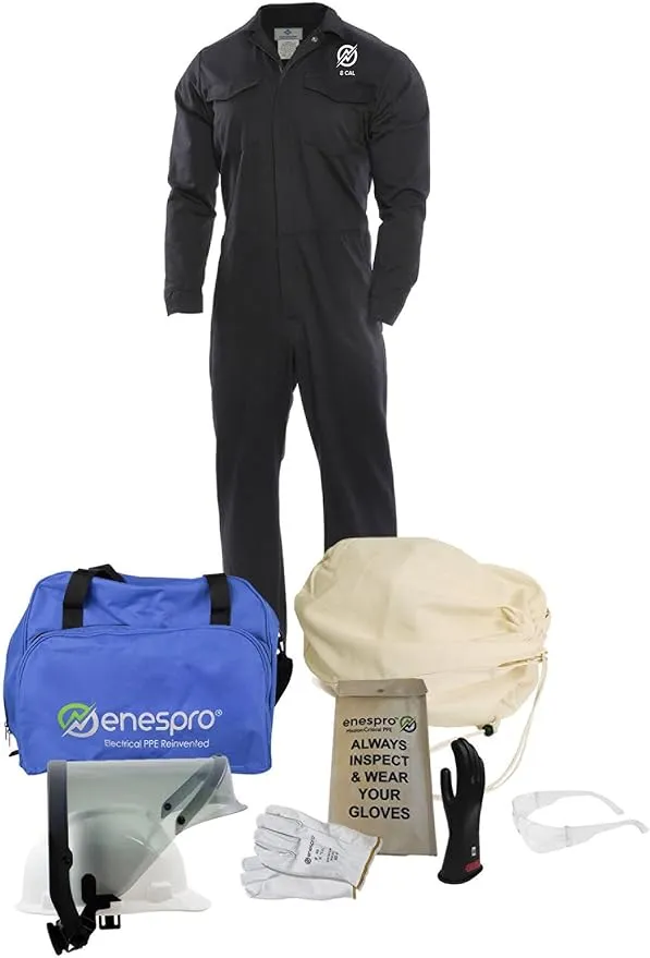 ArcGuard CAT 2, 8 Calorie, Arc Flash Suit Kit with FR Coverall, Face Shield, and Size 12 Gloves, X-Large, KIT2CV08XL12