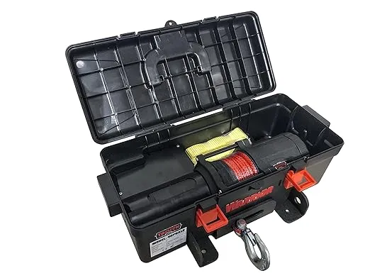 Trojan Portable 12v Electric Winch 4,000lbs - ATV/UTV Winch with Synthetic Rope, Easy to Carry, No Installation – Ideal for Truck, Off-Roading, Utility Tasks, Trailer Winch