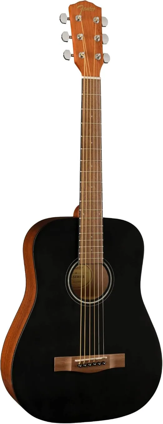 Fender FA-15 3/4 Scale Steel String Acoustic Guitar, with 2-Year Warranty, Black, with Gig Bag