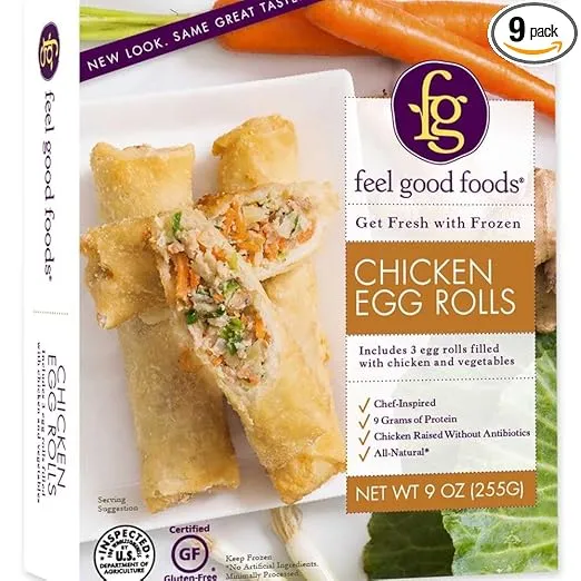FEEL GOOD FOODS Egg Rolls Gluten Free Chicken, 9 Ounce (Pack of 9)