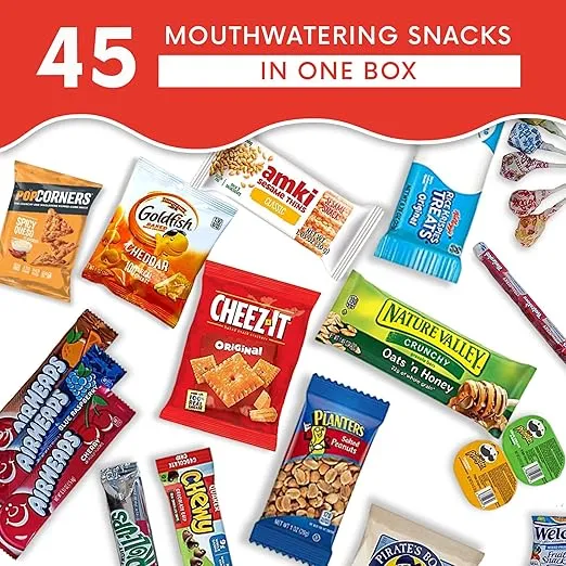 Jumbo Jumble Snack Box (45 Count) Gift Care Package Snacks Variety Pack for Adults Teens Kids Men Women School College Office Birthday (Energy Set)