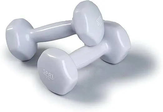 SPRI Dumbbells Hand Weights Set of 2 - Vinyl Coated Exercise & Fitness Dumbbell for Home Gym Equipment Workouts Strength Training Free Weights for Women, Men (1-10 Pound, 12, 15, 18, 20 lb)