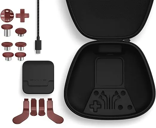 Complete Component Pack GOW Edition Replacement Parts Accessories Kit with Storage Case, Charging Dock, Cable, 6 Thumbsticks, 4 Paddles, 2 D-Pads for Xbox One Elite Series 2 Controller