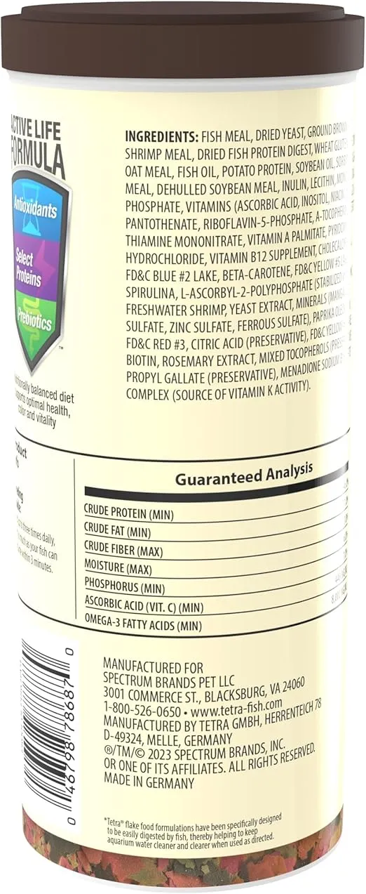 TetraMin Nutritionally Balanced Tropical Flake Food for Tropical Fish, 8.81 oz
