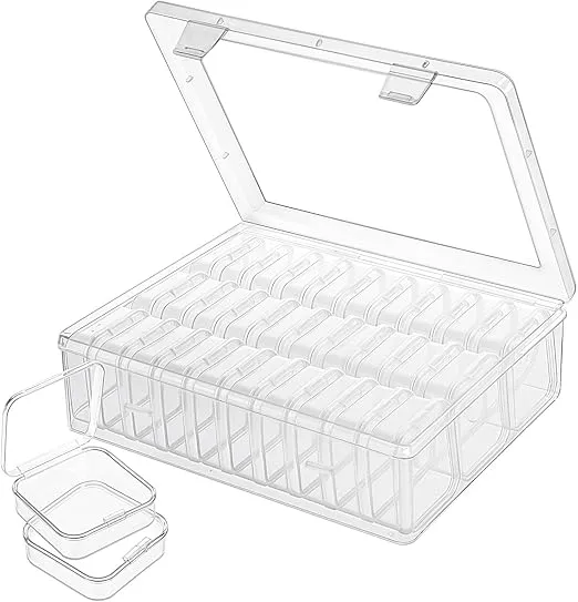 30 PCS Bead Organizer Box, Small Clear Plastic Bead Storage Containers, 1 Craft Storage Box with Hinged Lid, Mini Box for Jewelry Making DIY Bracelets Beading Nails Screws Seeds Small Parts