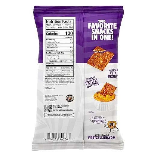 PRETZELIZED Snacks PRETZELIZED Pretzel Pita Chips, Everything Flavored, 7oz Bag (Pack of 12)