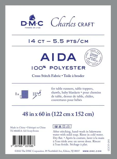 DMC Charles Craft Polyester Aida XL Fabric 14ct 48"x60" (Ivory)