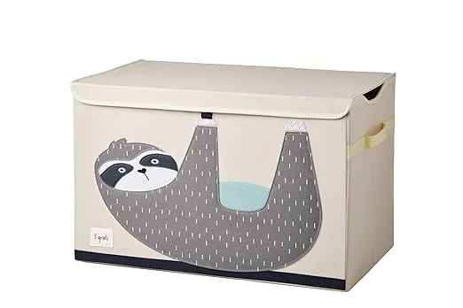 3 Sprouts Large Toy Chest for Kids with Lid and Handles - Collapsible Toy Storage Bin/Trunk/Box/Basket Organizer for Boys & Girls Playroom, Nursery, Sloth
