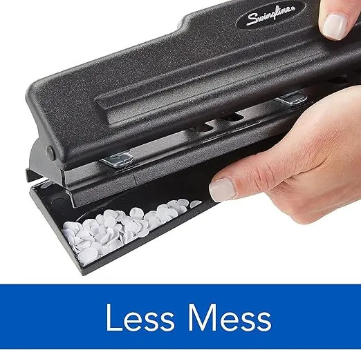 Swingline 3 Hole Punch, 10 Sheet Capacity Three Hole Puncher 3 Ring, Adjustable 2-3 Hole Paper Punch, Black (74015)