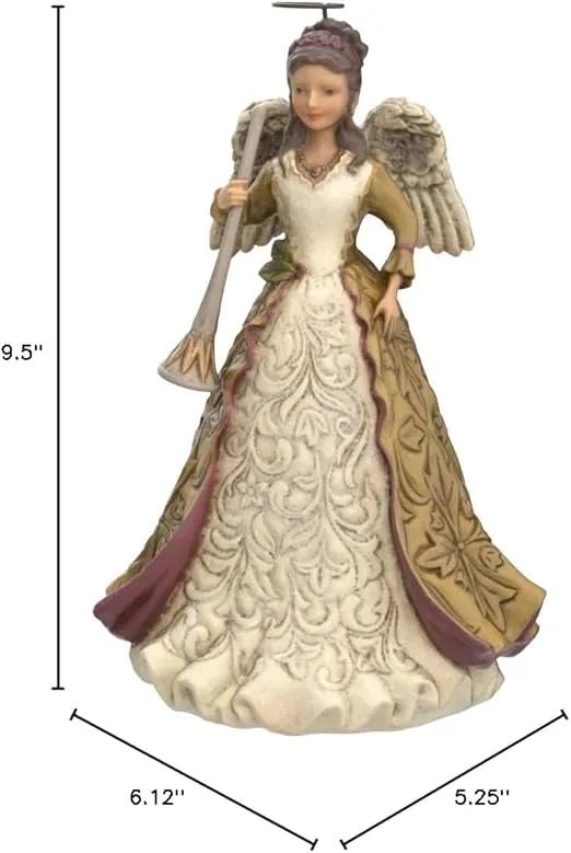 Enesco Jim Shore Heartwood Creek Victorian Angel Holding Horn Figurine, 9.5 Inch, Multicolor