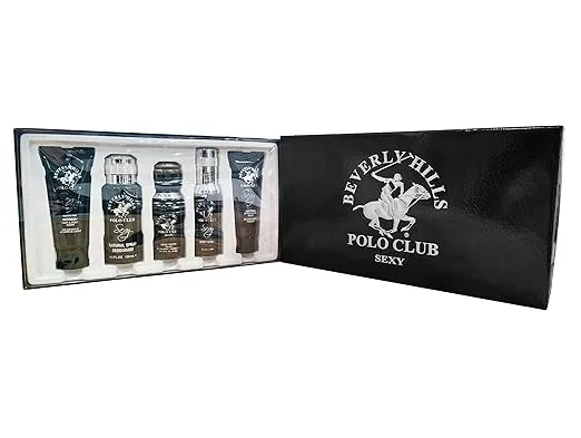 Beverly Hills Polo Club BHPC Sexy 5 Piece Gift Set Collection (Hair & Body Wash Deodorant Cologne Body Spray After Shave)