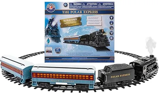 Lionel Battery-Operated The Polar Express Toy Train Set with Bluetooth, Locomotive, Train Cars, & Track with Authentic Train Sounds, Lights, & Water Vapor Smoke Effects for Kids 4+