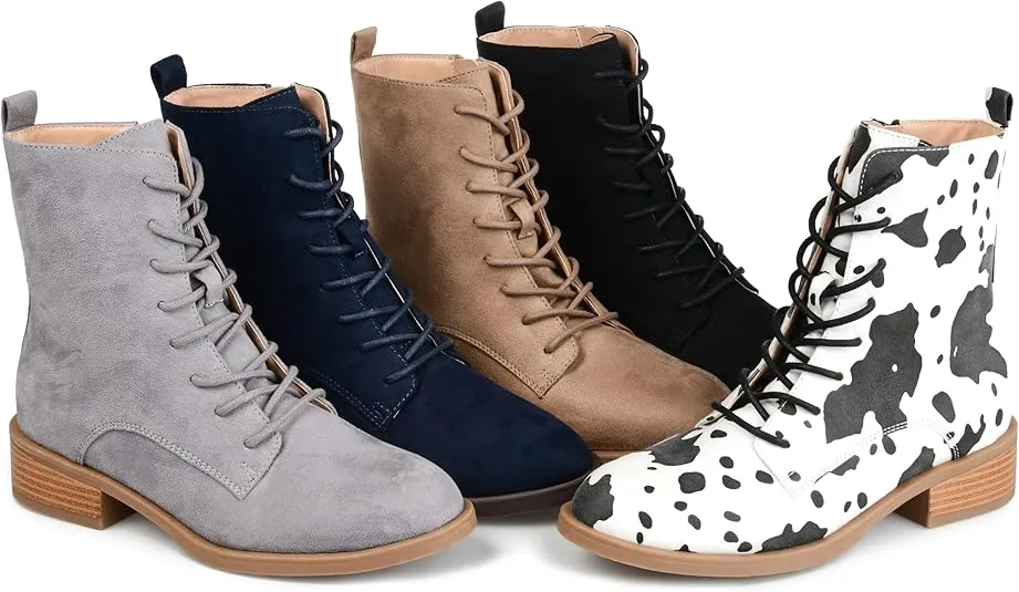 Journee Womens Vienna Block Heel Combat Booties