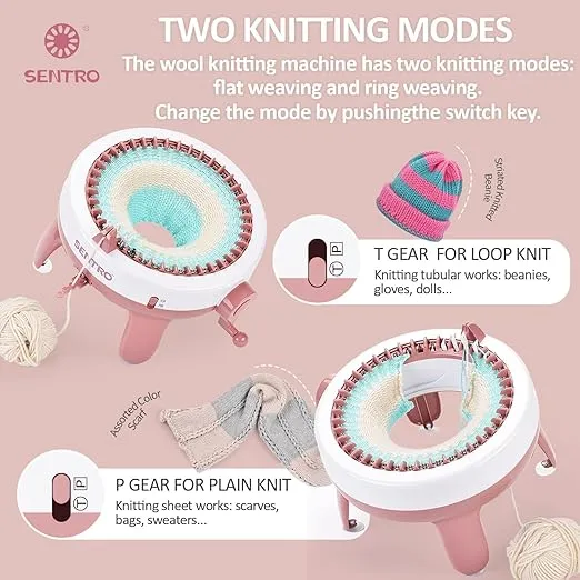 SENTRO 40 Needles Knitting Machine with Plain/Tube Weave Conversion Key, Efficiently DIY Scarf Hat Sock