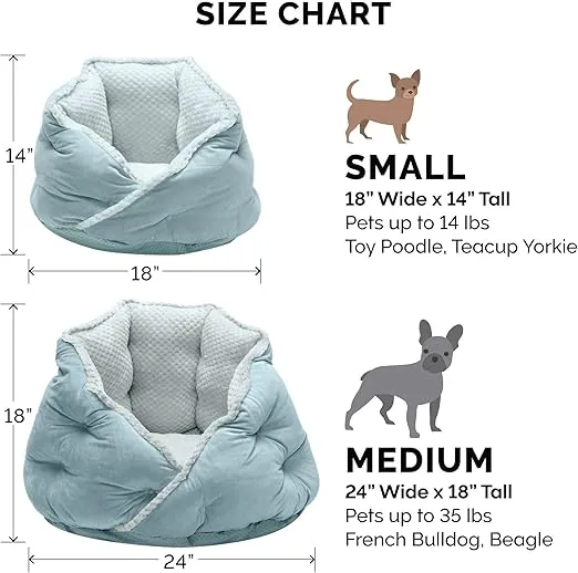 Furhaven 24" Round Pet Bed for Indoor Cats & Medium/Small Dogs, 100% Washable, For Pets Up to 35 lbs - Minky Plush & Velvet Hug Bed - Aquamarine, 24-inch