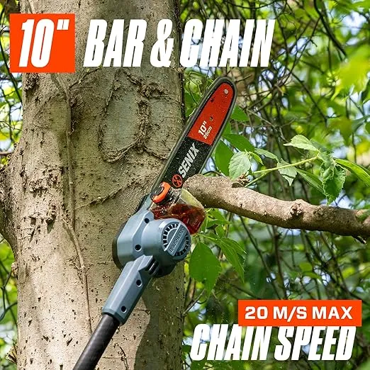 SENIX X6 60 Volt Max* 10-Inch Carbon Fiber Cordless Pole Saw, Telescoping Chainsaw Reaches Branches up to 14 Feet, 3.0Ah Battery and Charger Included (CSPX6-M)