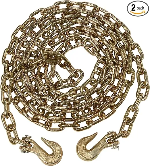 2 pack 5/16" x 20' G70 Tow Chain Binder Tie Down Flatbed Truck Trailer Chain