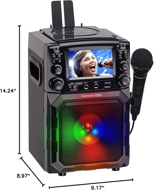 Karaoke USA Portable Karaoke Machine with 4.3” Color TFT Screen, Bluetooth, Recording Function, PA and Built-in Battery (GQ450)