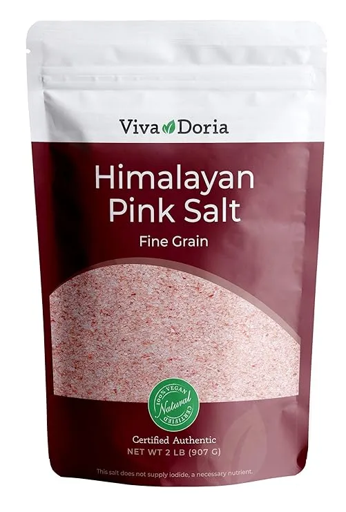 Viva Doria Himalayan Pink Salt, Fine Grain, Certified Authentic, 2 lb (907 g)