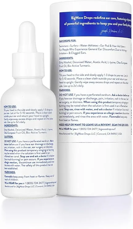 Fast-Acting Ear Drops Preferred by Professional Athletes for Ear Discomfort, Ear Infections, Swimmer’s Ear, Clogged Ears, Wax Removal, and Itchy Ears