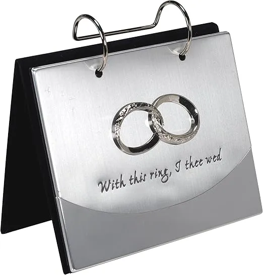 Malden International Designs Wedding Rings With This Ring, I Thee Wed Flip Album Picture Frame, Silver