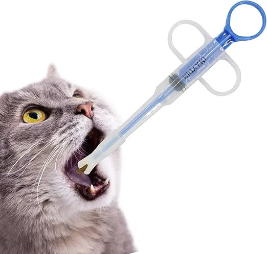 Cat Pill Shooter Pet Piller Gun Dog Pill Shooter Cat Tablet Soft Tip Syringe Pet Medical Feeding Dispenser Tool for Small Animal (Blue)