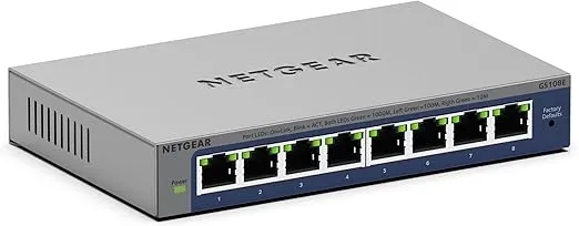 NETGEAR 8-Port Gigabit Ethernet Plus Switch (GS108E) - Managed, Desktop or Wall Mount, and Limited Lifetime Protection