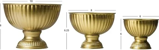 Koyal Wholesale Gold Metal Pedestal Bowl 10 x 8-Inch Floral Compote Vase, for Wedding Centerpiece