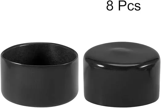 uxcell 8pcs Rubber End Caps 2"(50mm) ID Vinyl Round End Cap Cover Screw Thread Protectors Black
