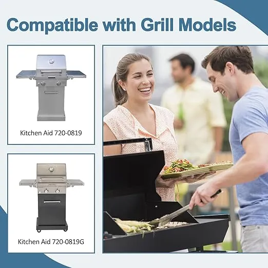 Adviace Grill Parts for Kitchenaid 720-0819, 720-0819G 2 Burner Gas Grill, Grill Grates Heat Plates Burners Kit for Kitchenaid BBQ 720-0819, Kitchenaid 720-0819G Costco