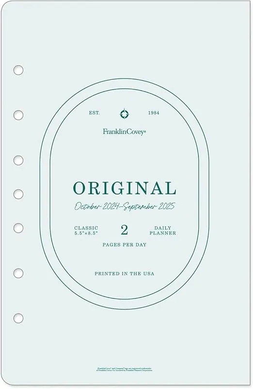 FranklinCovey - Original Two Page Per Day Ring-Bound Planner (Classic, Oct 2024 - Sep 2025)