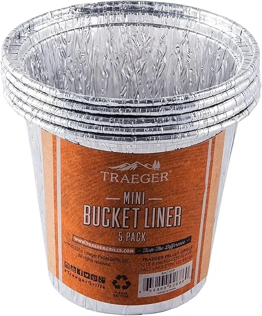 Traeger Grills BAC459 Mini Grease Bucket Liner Grill Accessory, 5 Count (Pack of 1)