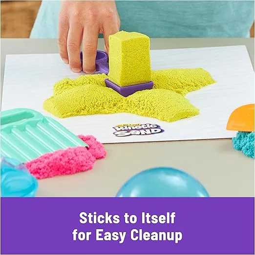 Kinetic Sand Ultimate Sandisfying Set, 2lb of Pink, Yellow & Teal Play Sand, 10 Molds & Tools, Sensory Toys, Christmas Gifts for Kids Ages 7+