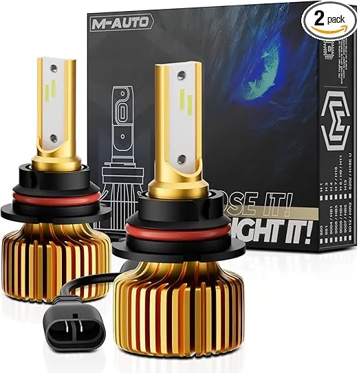 M-AUTO 9007 LED Headlight Bulbs, HB5 LED Light 6000LM Per Set 6500K Cool White, Plug and Play Installation, Pack of 2