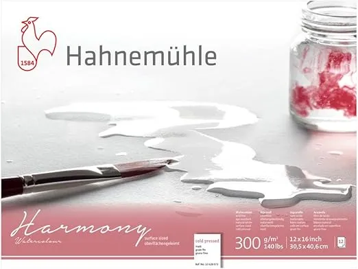Hahnemuhle Harmony Watercolor Block Cold Pressed 12x16 inches 12 Sheets,White