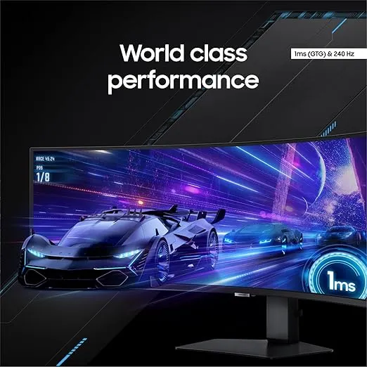 SAMSUNG 49” Odyssey G9 Series DQHD 1000R Curved Gaming Monitor, 1ms(GtG), VESA DisplayHDR 1000, 240Hz, AMD FreeSync Premium Pro, Height Adjustable Stand, Ultrawide Screen, LS49CG954ENXZA, 2024