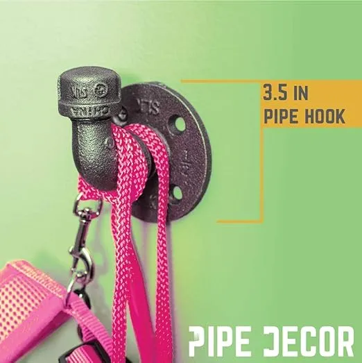 Industrial Pipe Decor Single Coat Hook - Heavy Duty Wall Mounted, Rustic Iron DIY Style, Steel Grey Black For Entryway, 1/2” Inch Threaded Floor Flanges Fittings and Elbows, 1 Floating Hooks Kit