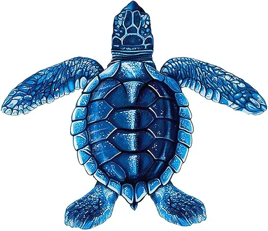Baby Turtle Porcelain (Style C) Swimming Pool Mosaic (Style C - 5" x 5", Blue)
