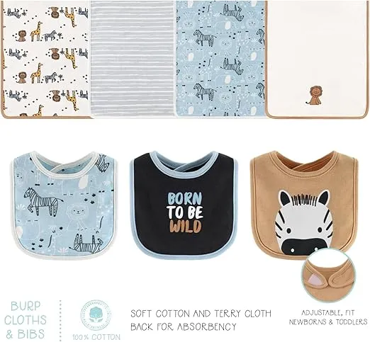 The Peanutshell Baby Layette Gift Set for Baby Boys or Girls - 30 Piece Unisex Baby Clothes Newborn to 9 Months - Safari