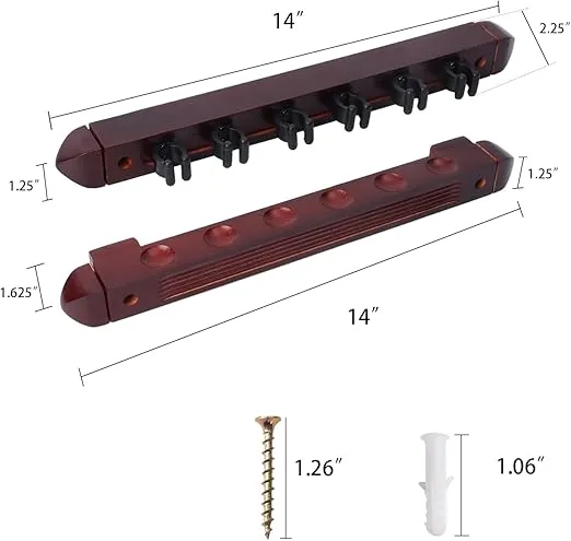GSE Games & Sports Expert 2-Piece 6/8/12 Billiard Pool Cue Rack Wall Mounted Holders, Billiard Cue Sticks Wall Rack Set