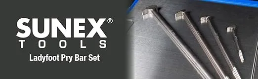 SUNEX TOOLS 9804 Rolling Head Pry Bar Set, 6-Inch - 20-Inch, 4-Piece