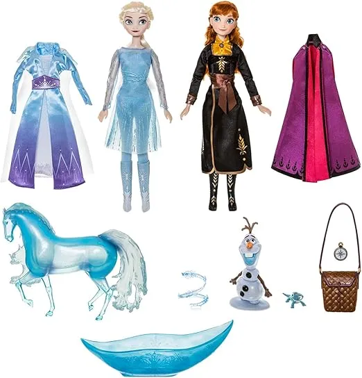 Disney Store Official Frozen 2 Classic Doll Gift Set – Featuring Elsa, Anna, Olaf, and More – Enchanting Adventure Collection – Authentic Movie Details – for Ages 3+