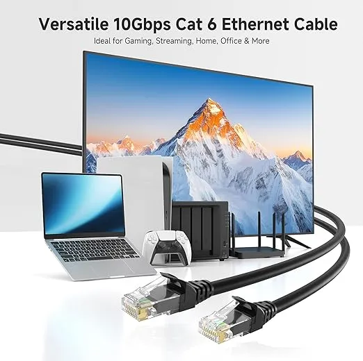 Cable Matters 10Gbps Snagless Cat 6 Ethernet Cable 25 ft (Cat 6 Cable, Cat6 Cable, Internet Cable, Network Cable) in Black, 25 Feet