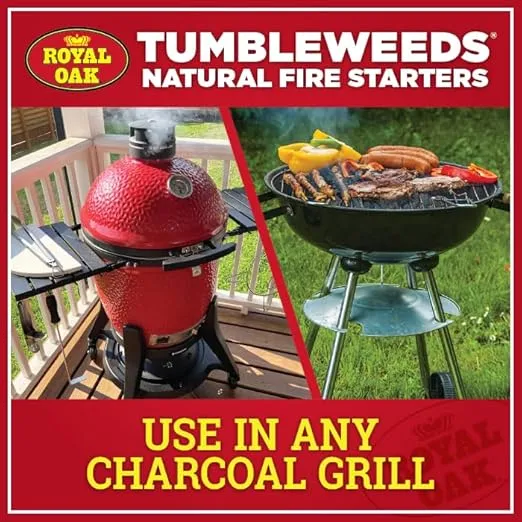 Royal Oak Tumbleweeds All Natural Fire Starter Charcoal Firestarter for Grilling, BBQ, Wood Stoves, Campfires, No Odor and Water Resistant, 40 Pack